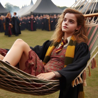 Hermione granger relaxing in hammock