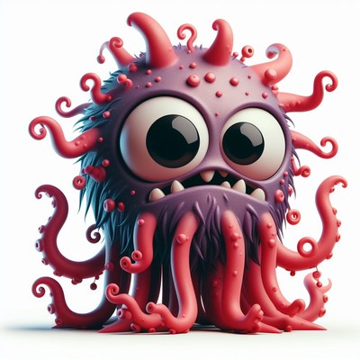 Purple monster with red tentacles