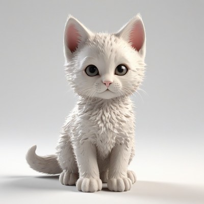 White kitten sitting