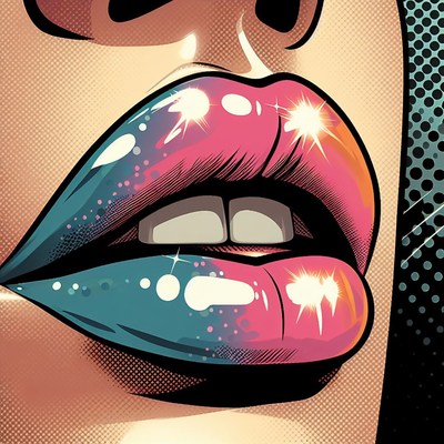 Colorful lips in pop art style