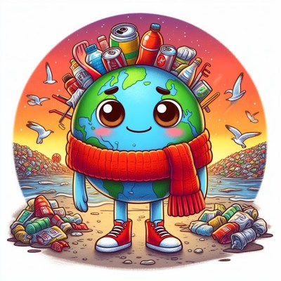 Earth cartoon with pollution