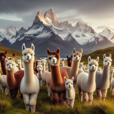 Alpaca herd at the foot of fitz roy