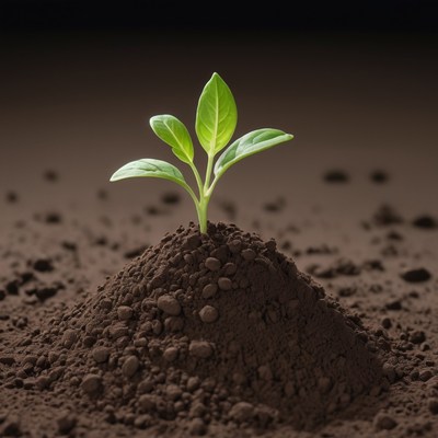 Small plant emerging from soil