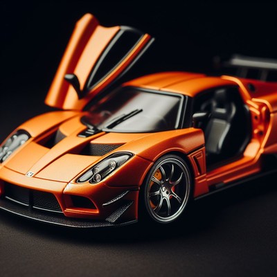 Orange sports car with open door