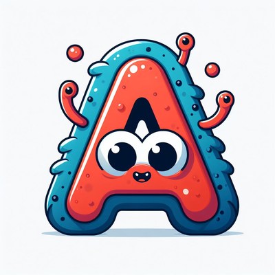 Cartoon letter a with googly eyes
