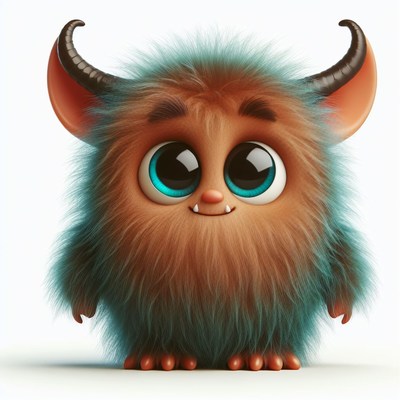 Cute fuzzy monster with big eyes