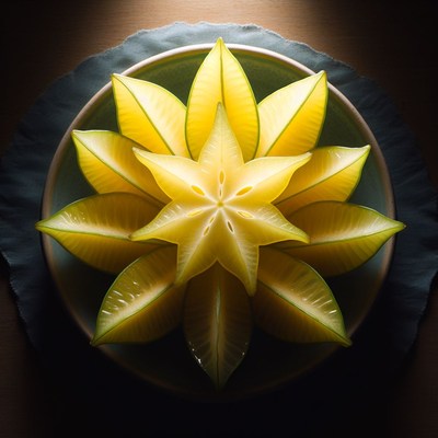 Starfruit arrangement on plate