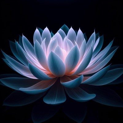 Blue lotus flower in darkness