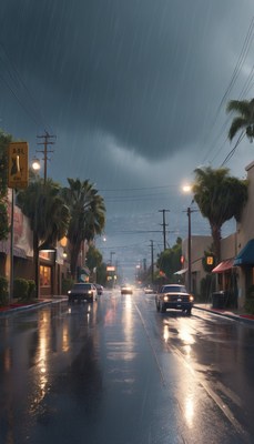 Rainy night street scene