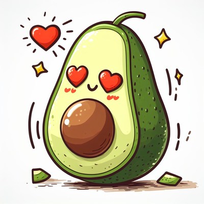 Cute avocado with heart eyes
