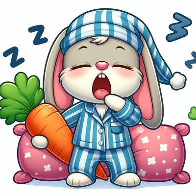 Sleepy bunny in pajamas