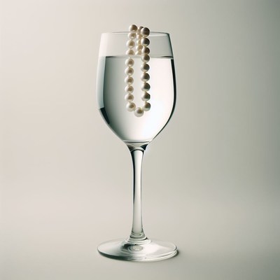 Pearl necklace in water glass