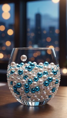 Glass of pearls at dusk