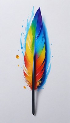 Colorful feather drawing