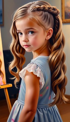 Young girl with braided hair posing for portrait