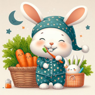 Bunny nighttime toothbrushing