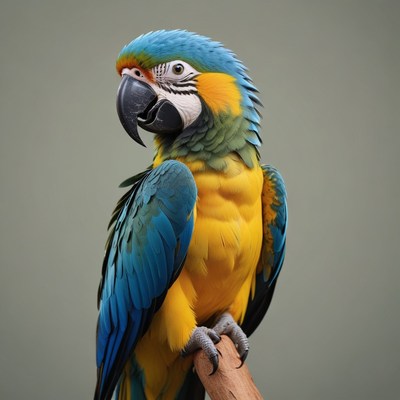 Blue and yellow macaw perched on a branch