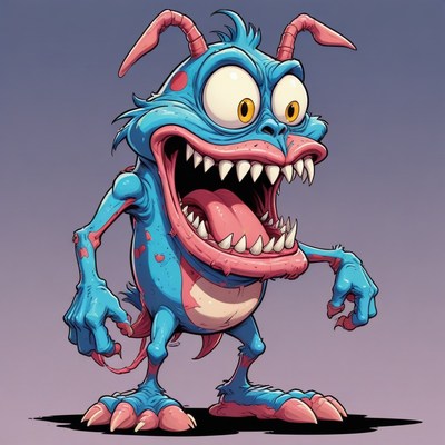 Cartoon monster with open mouth