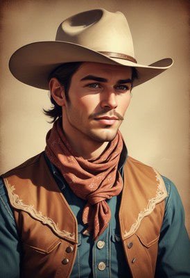 Cowboy portrait with a mustache