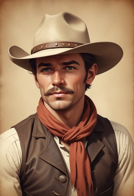 Cowboy portrait with red scarf