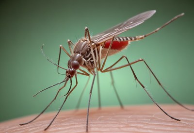 Mosquito feeding on skin