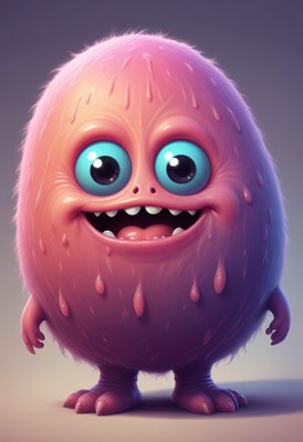 Pink fuzzy monster smiling