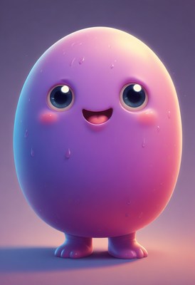 Smiling egg creature