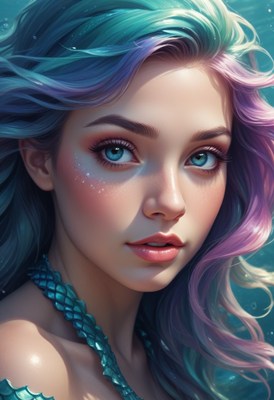 Mermaid with blue hair