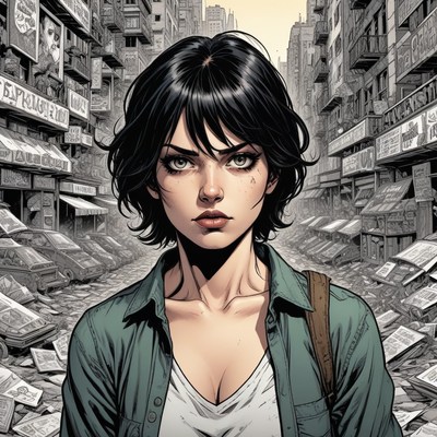 Woman standing in city street