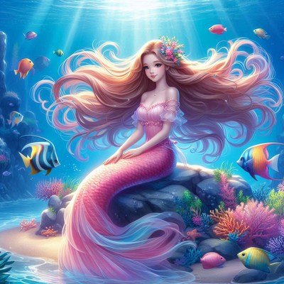 Mermaid sitting on a rock