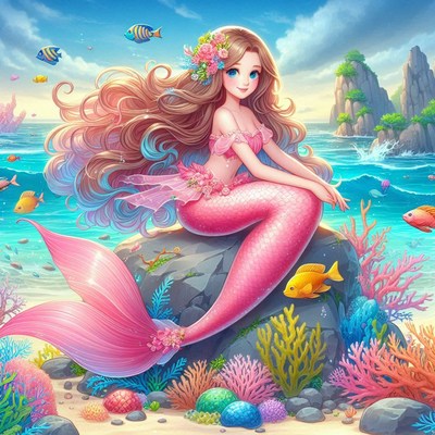 Mermaid sitting on a rock