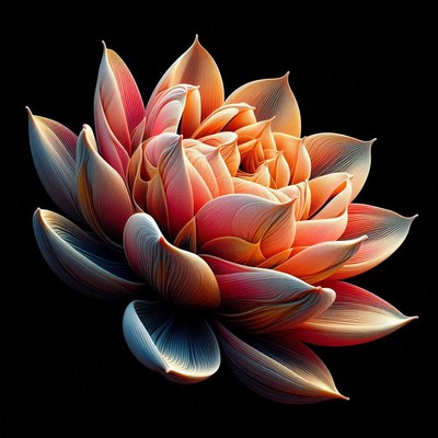 Pink and orange lotus flower on black background