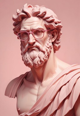 Bust sculpture of man with glasses