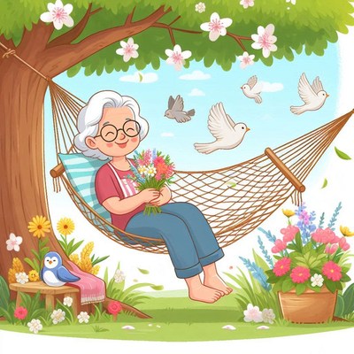 Woman relaxing in hammock