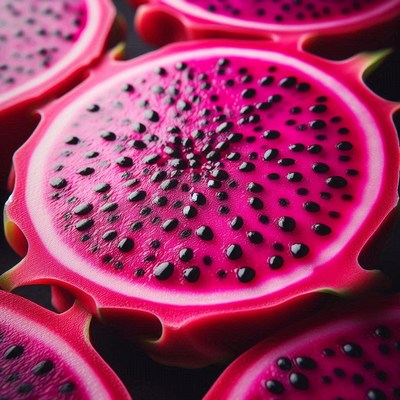 Close-up of dragon fruit slices