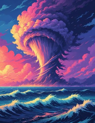 Purple cloud formation over ocean