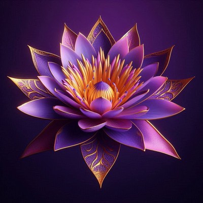 Purple lotus with golden detail