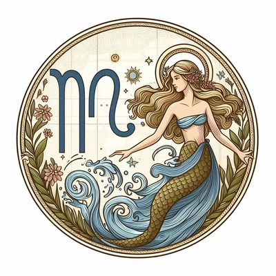 Virgo mermaid zodiac illustration