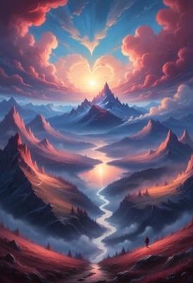 Mountain valley sunrise