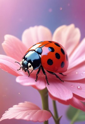 Ladybug on pink flower