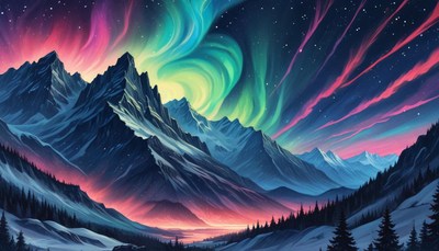 Mountain range under aurora borealis