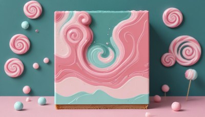 Pink and green swirl cake with lollipops