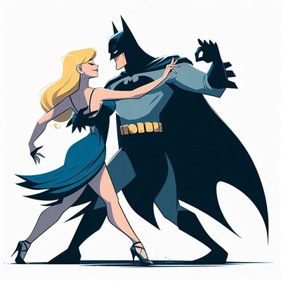 Batman and woman dancing