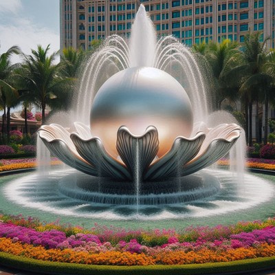 Pearl fountain at macau casino