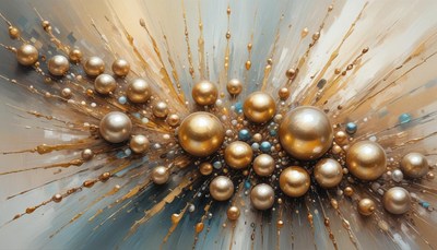 Golden pearl explosion painting