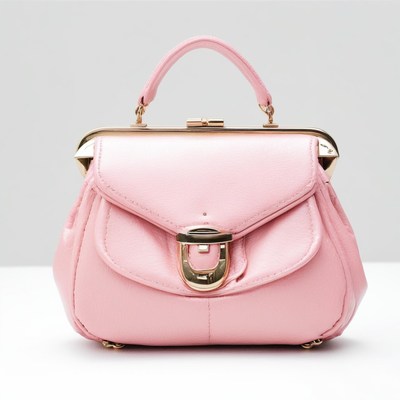 Pink leather handbag with clasp