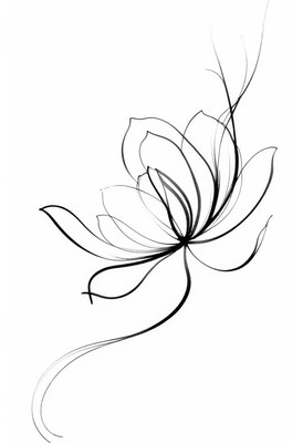 Line art lotus flower drawing