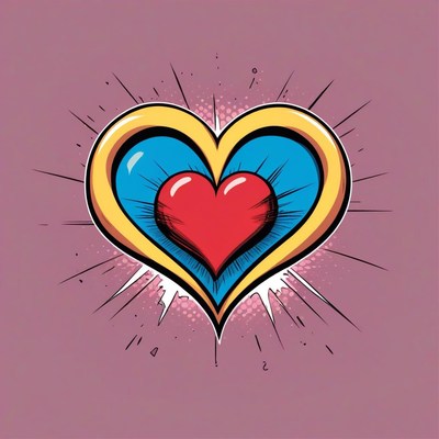 Comic book style heart illustration