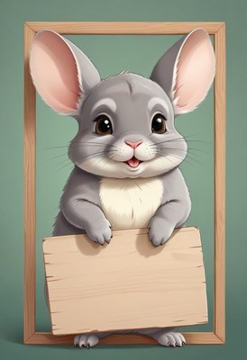 Cute chinchilla holding a sign