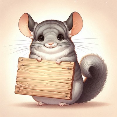 Cute chinchilla holding a sign